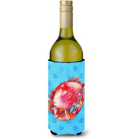 "Caroline's Treasures Crab Blue Polkadot Beverage Insulator Hugger, 750 ml, Multicolor"