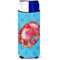 "Caroline's Treasures Crab Blue Polkadot Beverage Insulator Hugger, Slim, Multicolor"