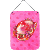 "Caroline's Treasures Crab Pink Polkadot Metal Print, 16hx12w, Multicolor"