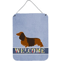 "Caroline's Treasures Longhaired Dachshund Welcome Metal Print, 16"" x 12"", Multicolor"