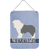 "Caroline's Treasures Old English Sheepdog Welcome Metal Print, 16"" x 12"", Multicolor"