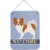 "Caroline's Treasures Papillon Welcome Metal Print, 16"" x 12"", Multicolor"