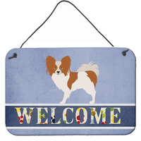 "Caroline's Treasures Papillon Welcome Metal Print, 8"" x 12"""