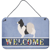"Caroline's Treasures Papillon Welcome Metal Print, 8"" x 12"", Multicolor"