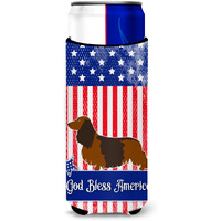 "Caroline's Treasures Longhaired Dachshund American Decorative Can Hugger, Slim, Multicolor"