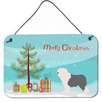 "Caroline's Treasures Old English Sheepdog Bobtail Metal Print, 8"" x 12"", Christmas Tree"