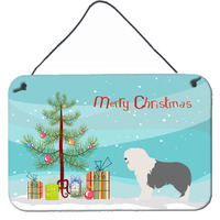 "Caroline's Treasures Old English Sheepdog Metal Print, 8hx12w, Christmas Tree"