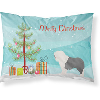 "Caroline's Treasures Old English Sheepdog Pillowcase, Standard, Christmas Tree"
