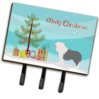 "Caroline's Treasures Old English Sheepdog Wall Hook, Triple, Christmas Tree"