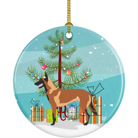 "Caroline's Treasures Malinois Belgian Shepherd Christmas Ceramic Ornament, Multicolor"
