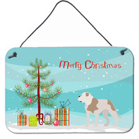 "Caroline's Treasures American Bulldog Metal Print, 8hx12w, Christmas Tree"