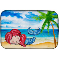 "Caroline's Treasures Mermaid On The Beach Dish Drying Mat, 14"" x 21"", Multicolor"