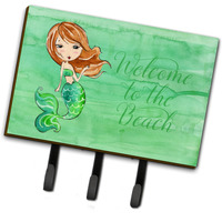 "Caroline's Treasures Mermaid Welcome Green Wall Hook, Triple, Multicolor"