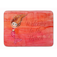 "Caroline's Treasures Mermaid Welcome Red Floor Mat, 19"" x 27"", Multicolor"