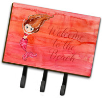 "Caroline's Treasures Mermaid Welcome Red Wall Hook, Triple, Multicolor"