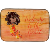 "Caroline's Treasures Mermaid Welcome Orange Dish Drying Mat, 14"" x 21"", Multicolor"