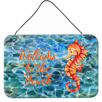 "Caroline's Treasures Seahorse Welcome Metal Print, 8"" x 12"", Multicolor"