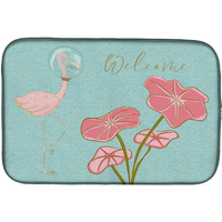 "Caroline's Treasures Flamingo Welcome Dish Drying Mat, 14"" x 21"", Multicolor"