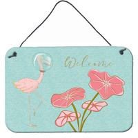 "Caroline's Treasures Flamingo Welcome Metal Print, 8"" x 12"""