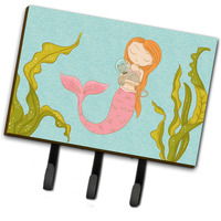 "Caroline's Treasures Mermaid and Cat Underwater Wall Hook, Triple, Multicolor"