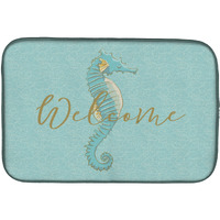 "Caroline's Treasures Seahorse Welcome Dish Drying Mat, 14"" x 21"""
