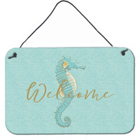 "Caroline's Treasures Seahorse Welcome Metal Print, 8"" x 12"", Multicolor"