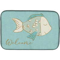 "Caroline's Treasures Fish Welcome Dish Drying Mat, 14"" x 21"", Multicolor"