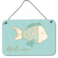 "Caroline's Treasures Blue Fish Welcome Metal Print, 8"" x 12"""