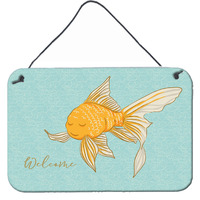 "Caroline's Treasures Gold Fish Welcome Metal Print, 8"" x 12"""