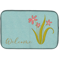 "Caroline's Treasures Flowers Welcome Dish Drying Mat, 14 X 21"