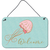 "Caroline's Treasures Jelly Fish Welcome Metal Print, 8"" x 12"", Multicolor"