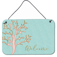"Caroline's Treasures Coral Welcome Metal Print, 8"" x 12"""