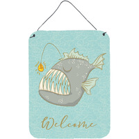 "Caroline's Treasures Frog Fish Welcome Metal Print, 16"" x 12"", Multicolor"