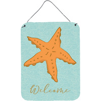 "Caroline's Treasures Starfish Welcome Metal Print, 16"" x 12"", Multicolor"