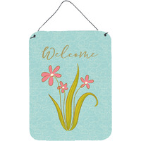 "Caroline's Treasures Flowers Welcome Metal Print, 16"" x 12"", Multicolor"