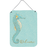 "Caroline's Treasures Seahorse Welcome Metal Print, 16"" x 12"", Multicolor"