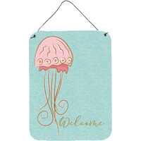 "Caroline's Treasures Jelly Fish Welcome Metal Print, 16"" x 12"", Multicolor"