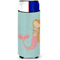 "Caroline's Treasures Mermaid with Cat Decorative Can Hugger, Slim, Multicolor"