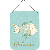 "Caroline's Treasures Blue Fish Welcome Metal Print, 16"" x 12"", Multicolor"