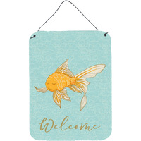 "Caroline's Treasures Gold Fish Welcome Metal Print, 16"" x 12"", Multicolor"
