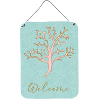 "Caroline's Treasures Coral Welcome Metal Print, 16"" x 12"", Multicolor"