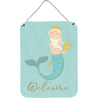 "Caroline's Treasures Neptune Merman Welcome Metal Print, 16"" x 12"", Multicolor"