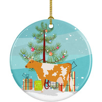 Caroline's Treasures Guernsey Cow Christmas Ceramic Ornament