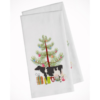 Holstein Cow Christmas White Kitchen Towel Set of 2