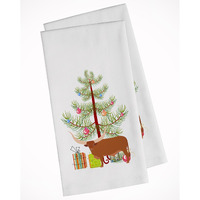Ankole-Watusu Cow Christmas White Kitchen Towel Set of 2