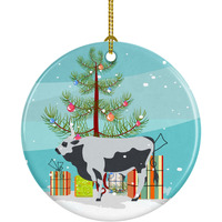 "Caroline's Treasures Hungarian Grey Steppe Cow Christmas Ceramic Ornament, Multicolor"