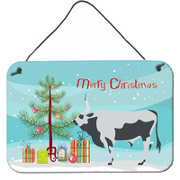 "Caroline's Treasures Hungarian Grey Steppe Cow Christmas Metal Print, 8"" x 12"", Multicolor"