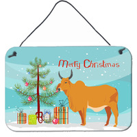"Caroline's Treasures Zebu Indicine Cow Christmas Metal Print, 8"" x 12"""
