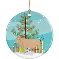 "Caroline's Treasures Charolais Cow Christmas Ceramic Ornament, Multicolor"