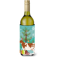 "Caroline's Treasures Ayrshire Cow Christmas Decorative Bottle Hugger, 750ml, Multicolor"